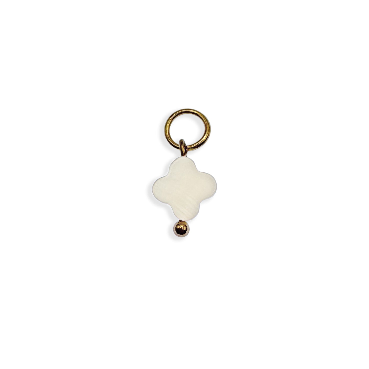 Mini Clover Pearl Charm - Gold