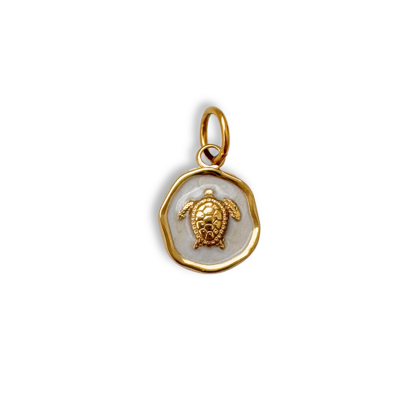 Gold White Turtle Charm