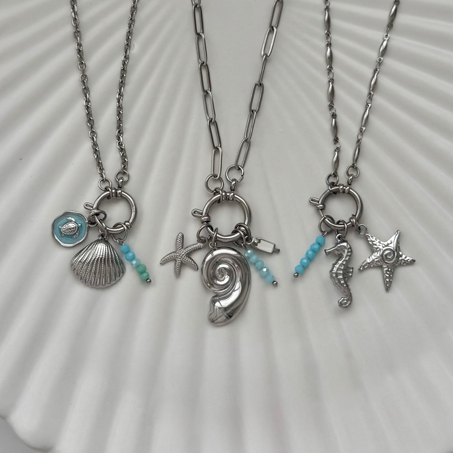 Silver Fossil Shell Charm