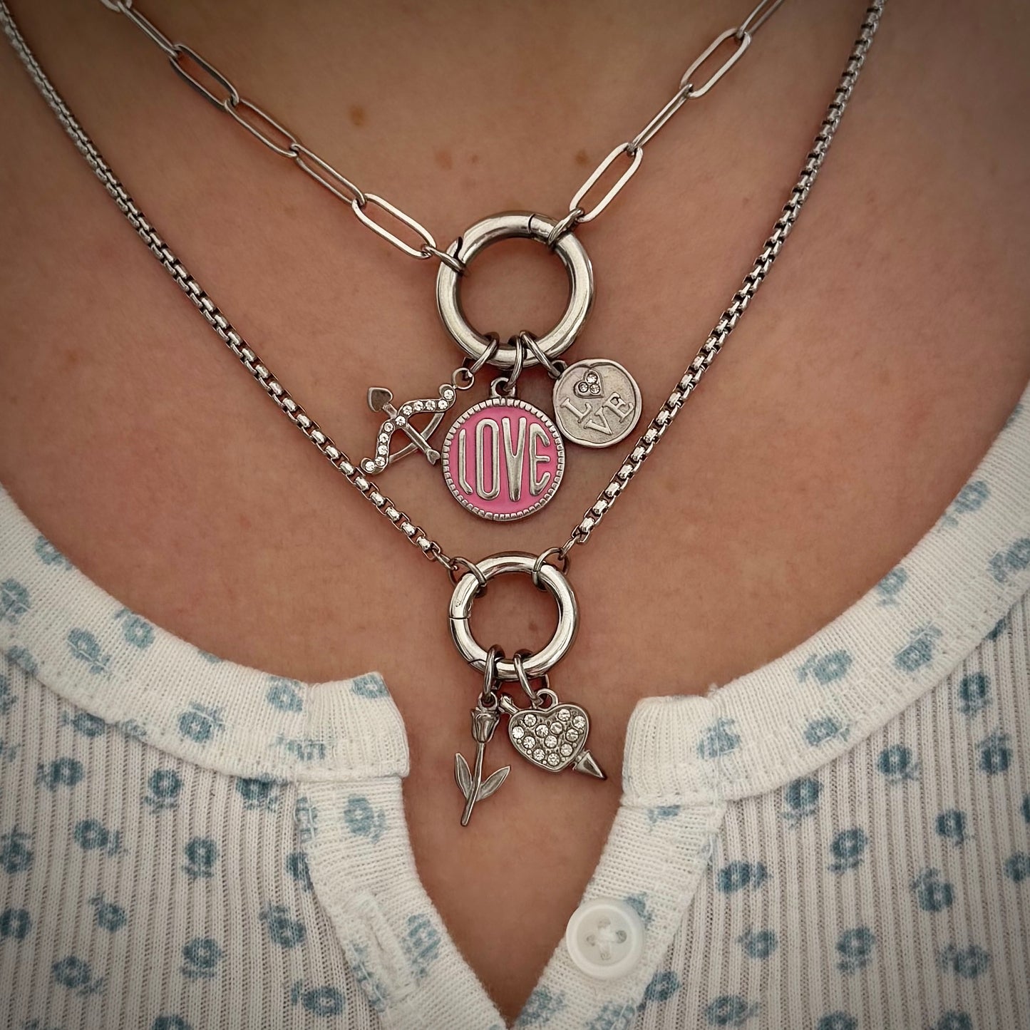 Silver Love Coin Charm
