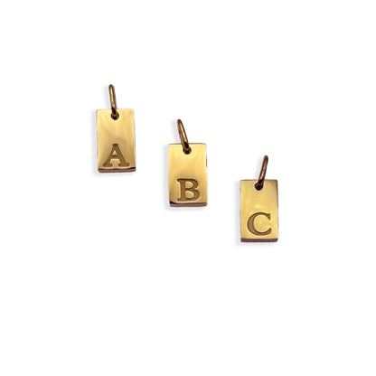 Mini Tag Initial Charm - Gold