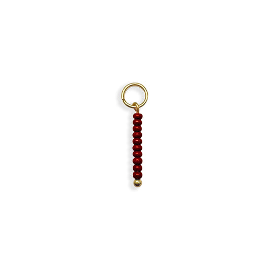 Dainty Brown Beaded Charm - Gold