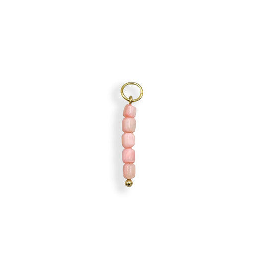 Pastel Pink Beaded Charm - Gold