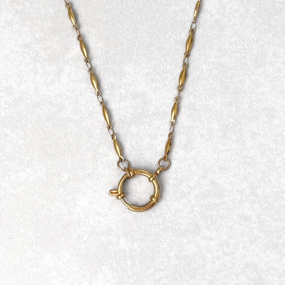 Gold Oval Link Sailor Charm Necklace