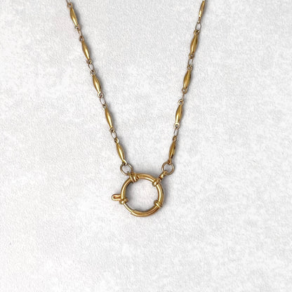 Gold Oval Link Sailor Charm Necklace
