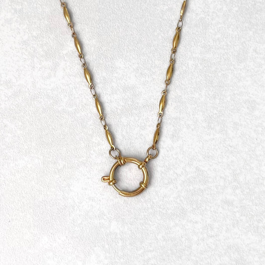 Gold Oval Link Sailor Charm Necklace