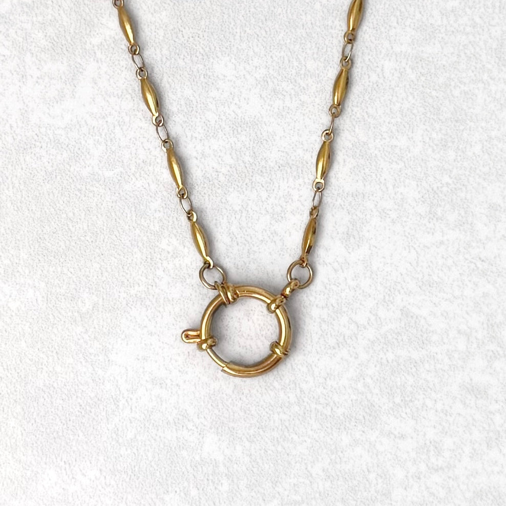 Gold Oval Link Sailor Charm Necklace