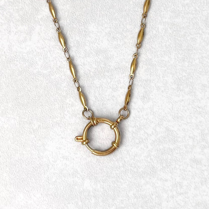 Gold Oval Link Sailor Charm Necklace