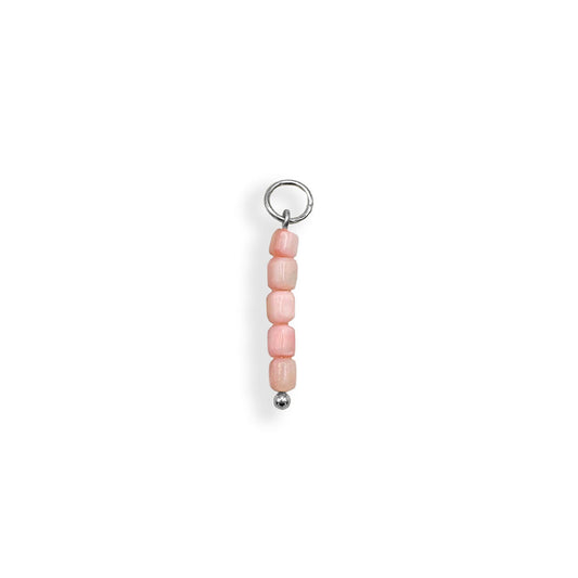 Pastel Pink Beaded Charm - Silver