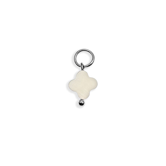 Mini Clover Pearl Charm - Silver