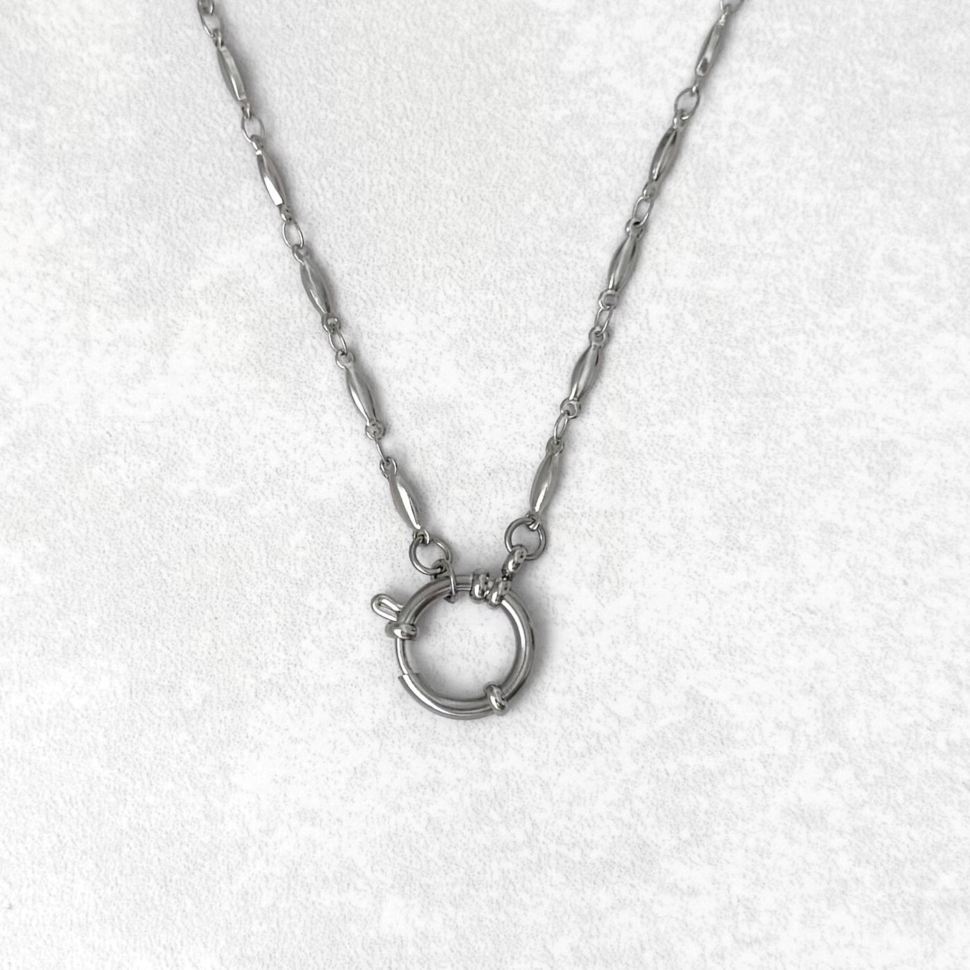 Silver Oval Link Sailor Charm Necklace