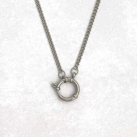 Silver Curb Sailor Charm Necklace