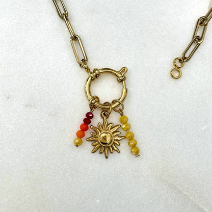 Sunburst Beaded Charm - Gold