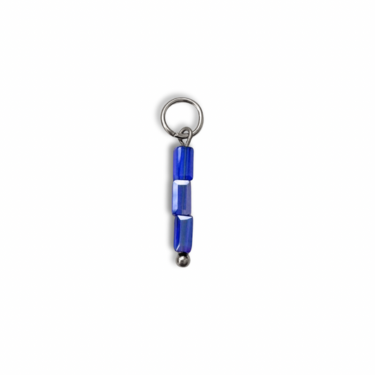 Royal Blue Beaded Charm - Silver