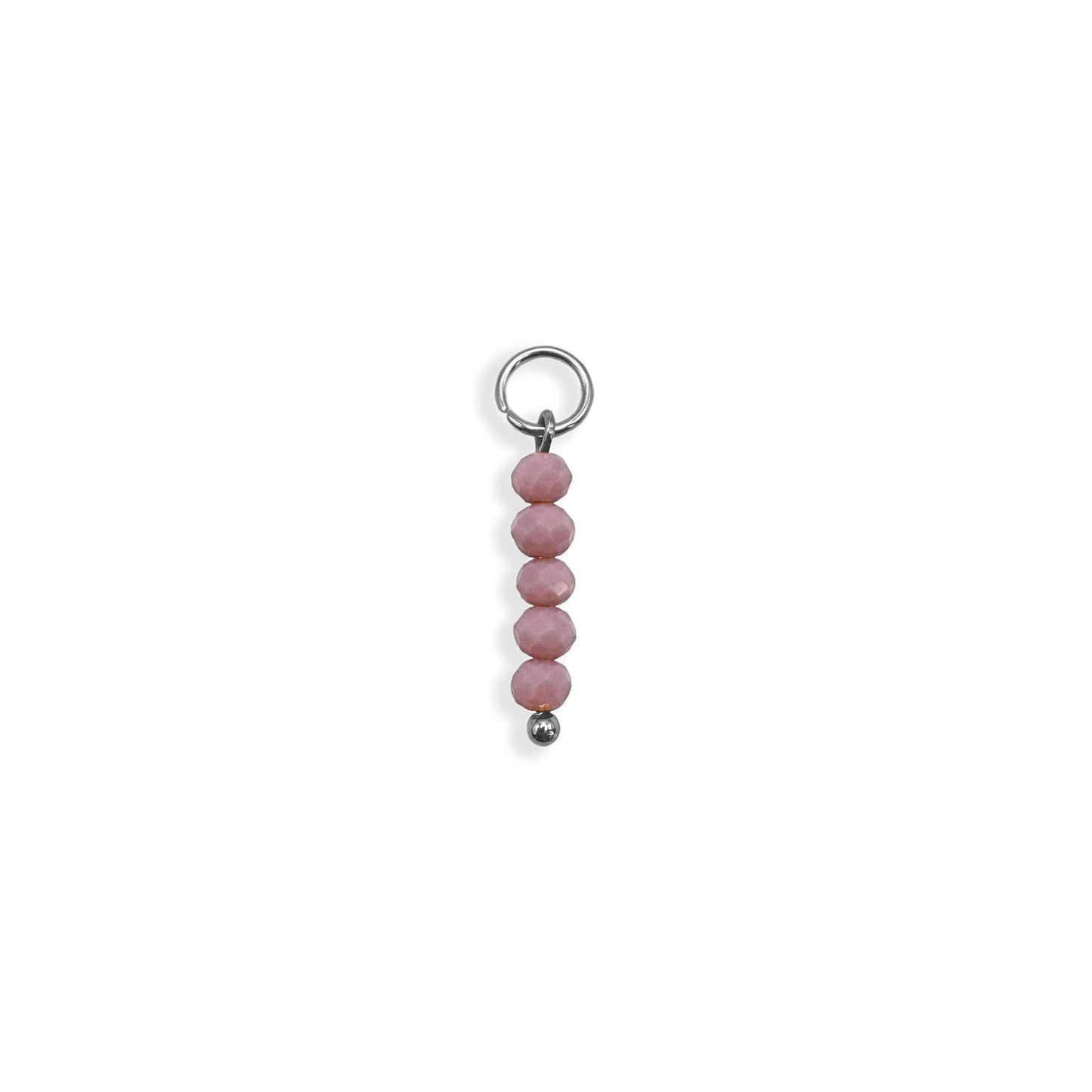 Mauve Beaded Charm - Silver