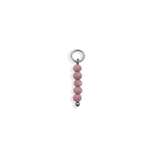 Mauve Beaded Charm - Silver