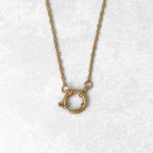 Gold Dainty Wave Charm Necklace