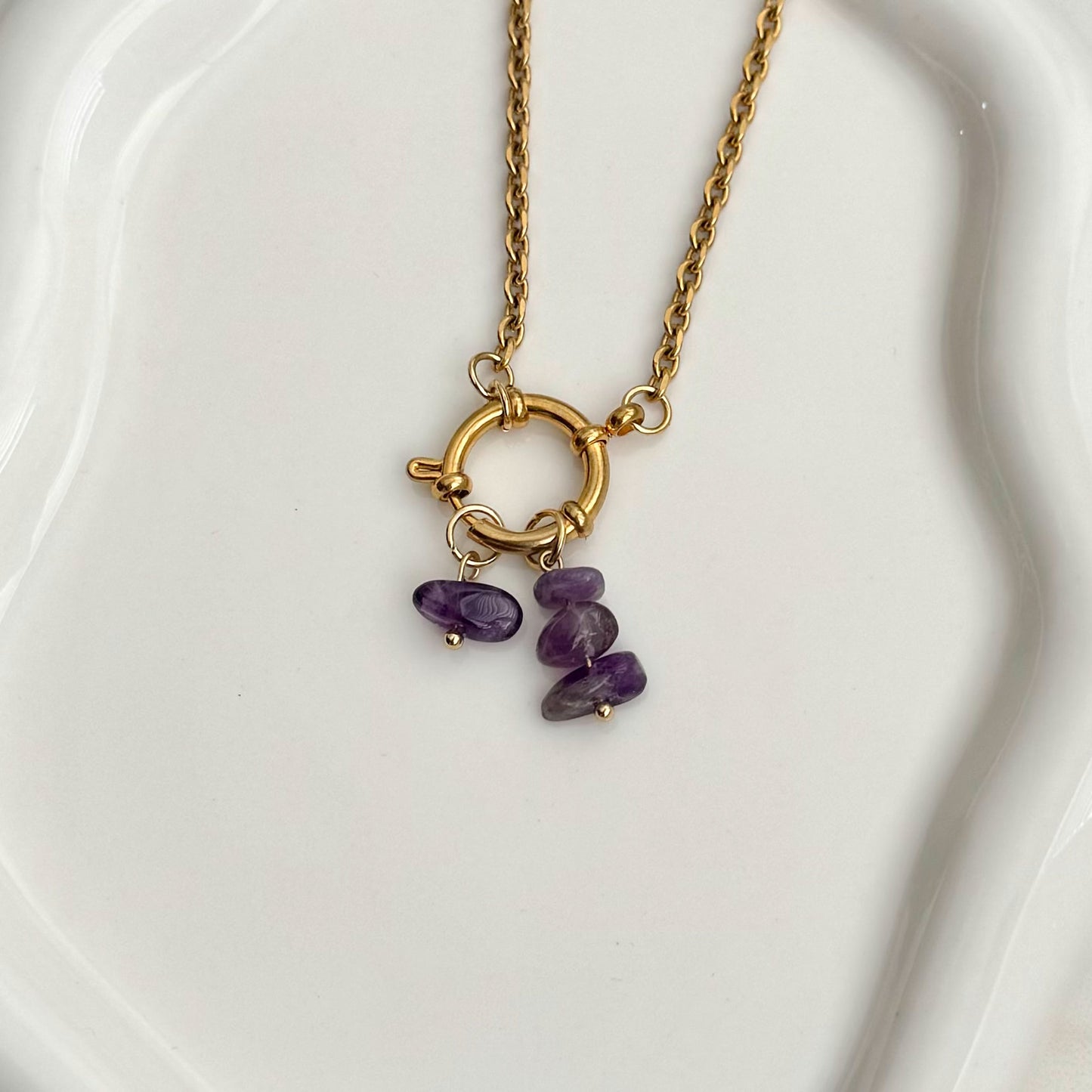 Purple Stone Charm - Gold