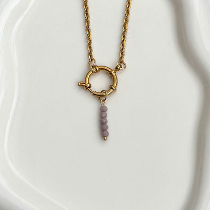 Mauve Beaded Charm - Gold