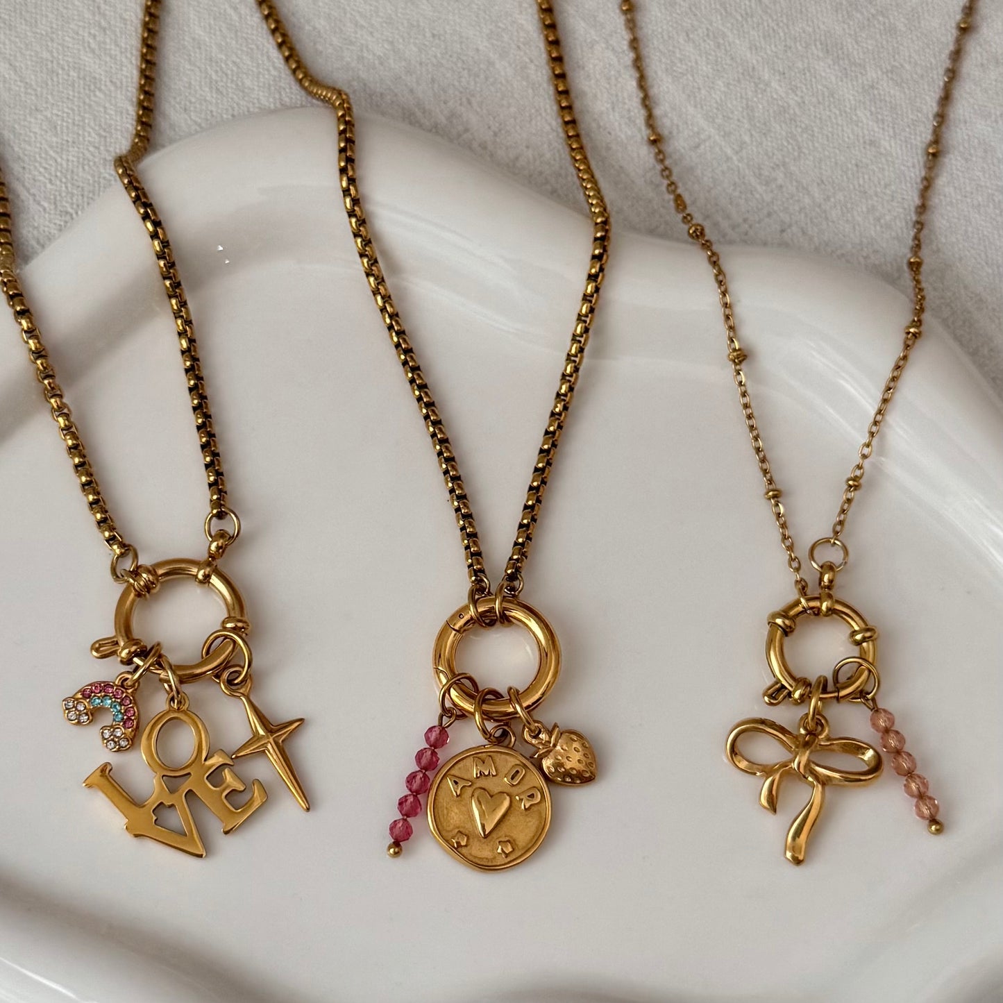 Gold Satellite Sailor Charm Necklace