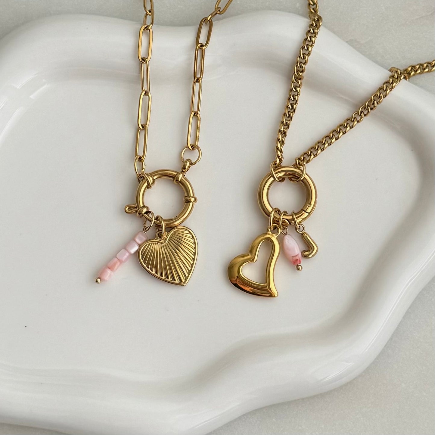 Gold Paperclip Sailor Charm Necklace