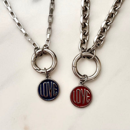 Blue Love Coin Charm - Silver