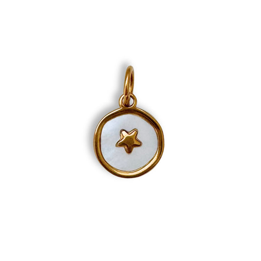 Gold Pearly Star Disk Charm