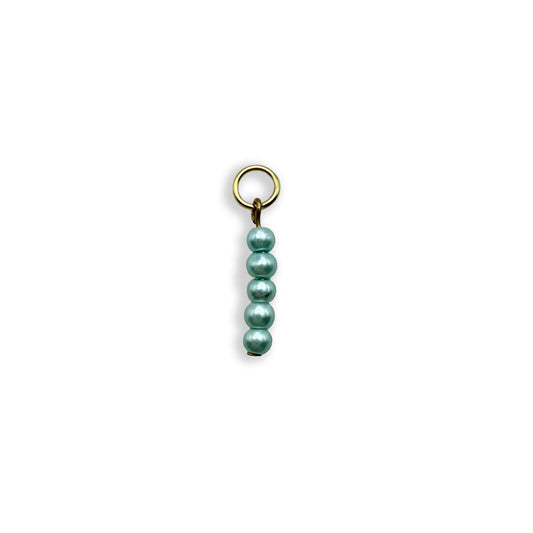 Aqua Shimmer Beaded Charm - Gold