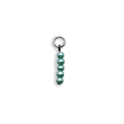 Aqua Shimmer Beaded Charm - Silver