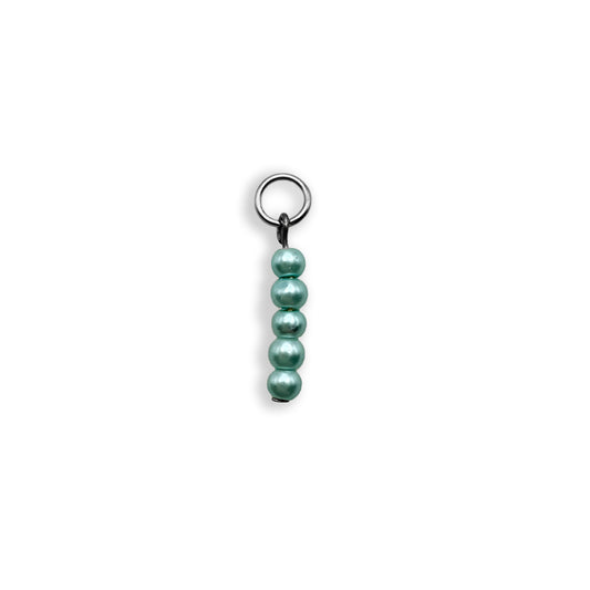 Aqua Shimmer Beaded Charm - Silver