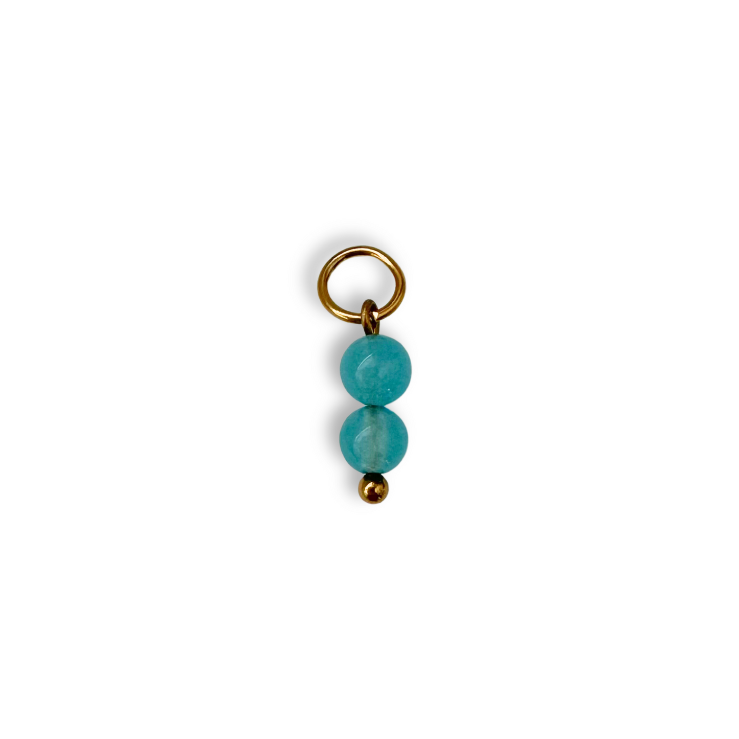 Blue Agate Beaded Charm - Gold