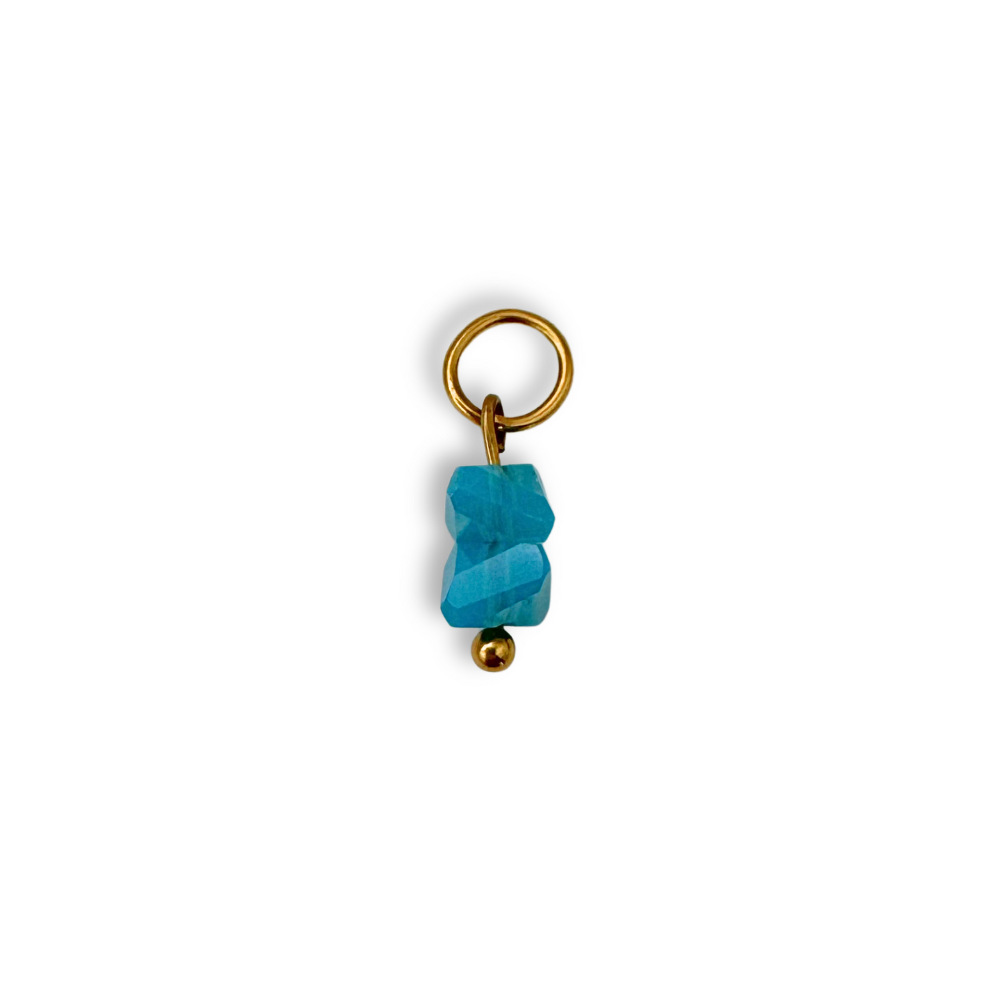 Blue Irregular Beaded Charm - Gold