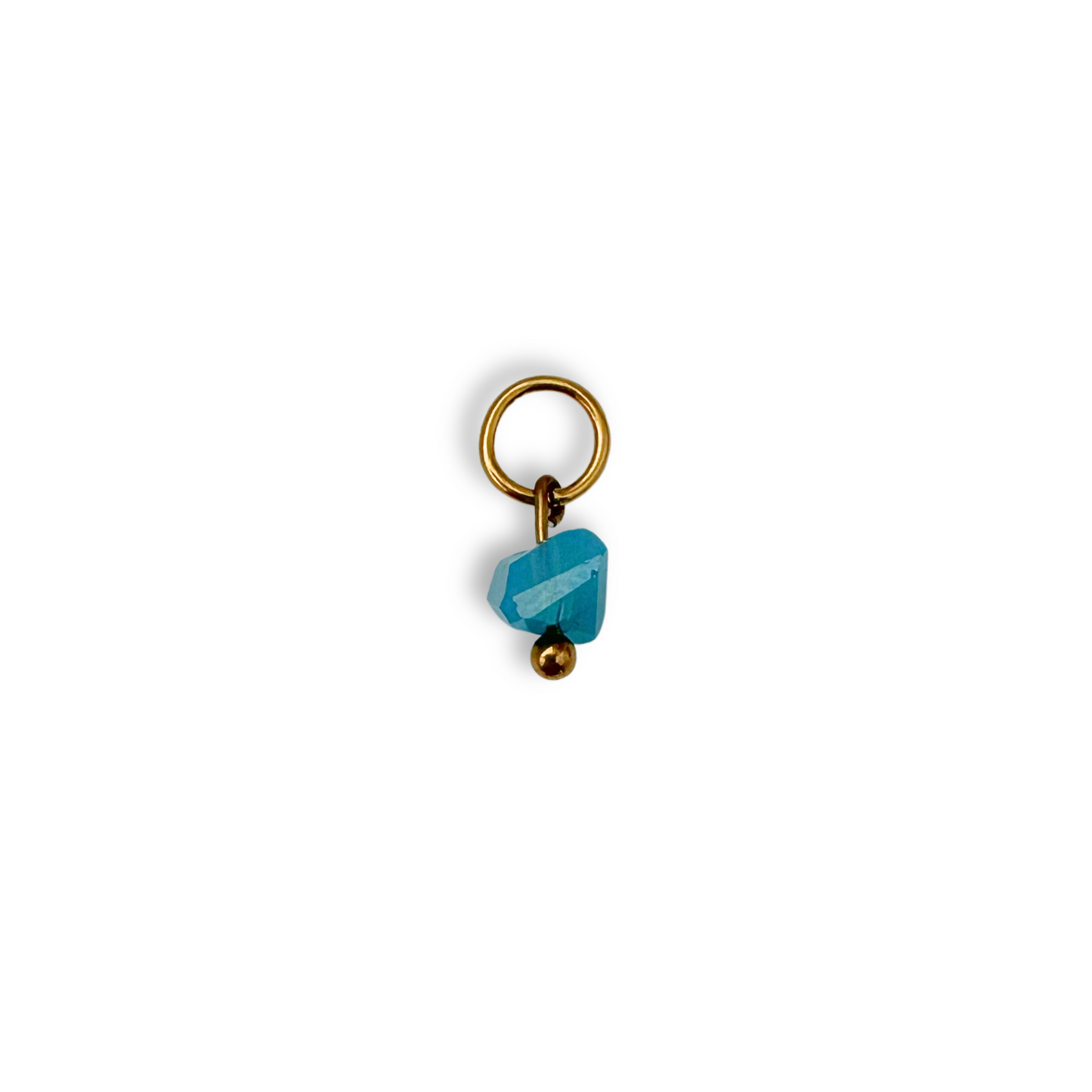 Blue Irregular Beaded Charm - Gold