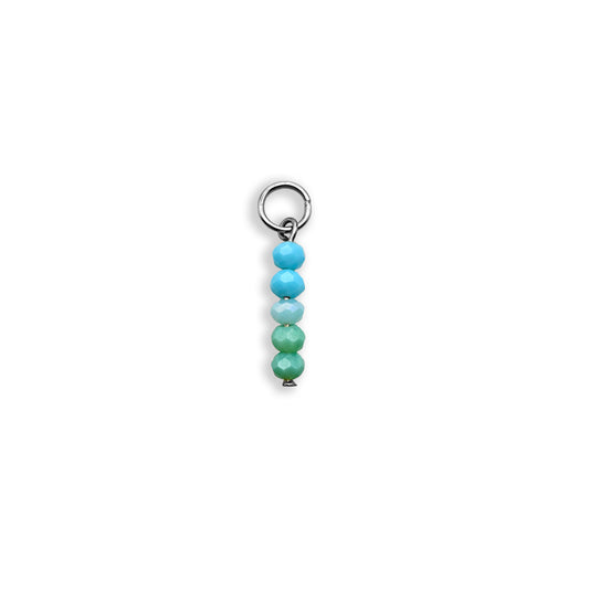 Blue Ombre Beaded Charm - Silver