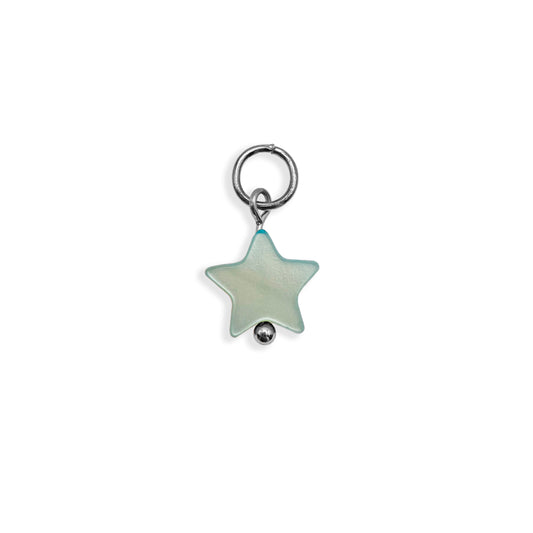 Blue Star Pearl Charm - Silver