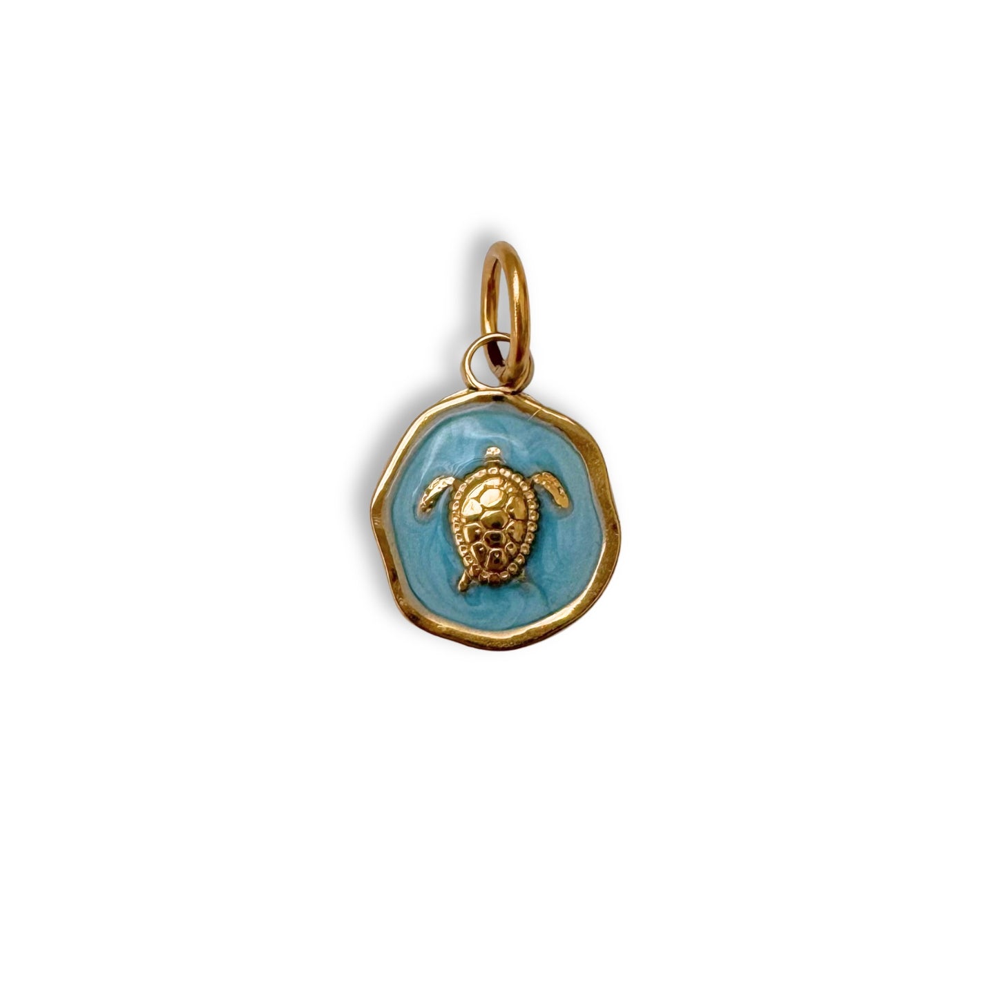Gold Blue Turtle Charm