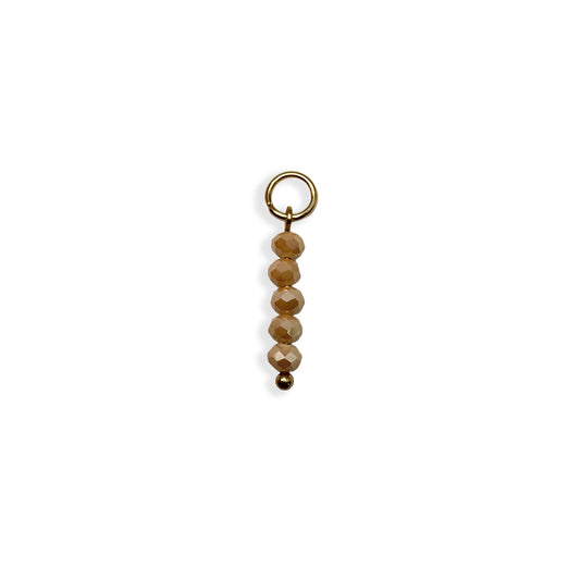 Dark Beige Beaded Charm - Gold