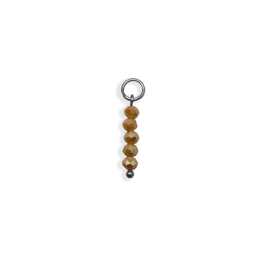 Dark Beige Beaded Charm - Silver