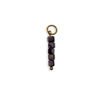 Charcoal Grey Beaded Charm - Gold