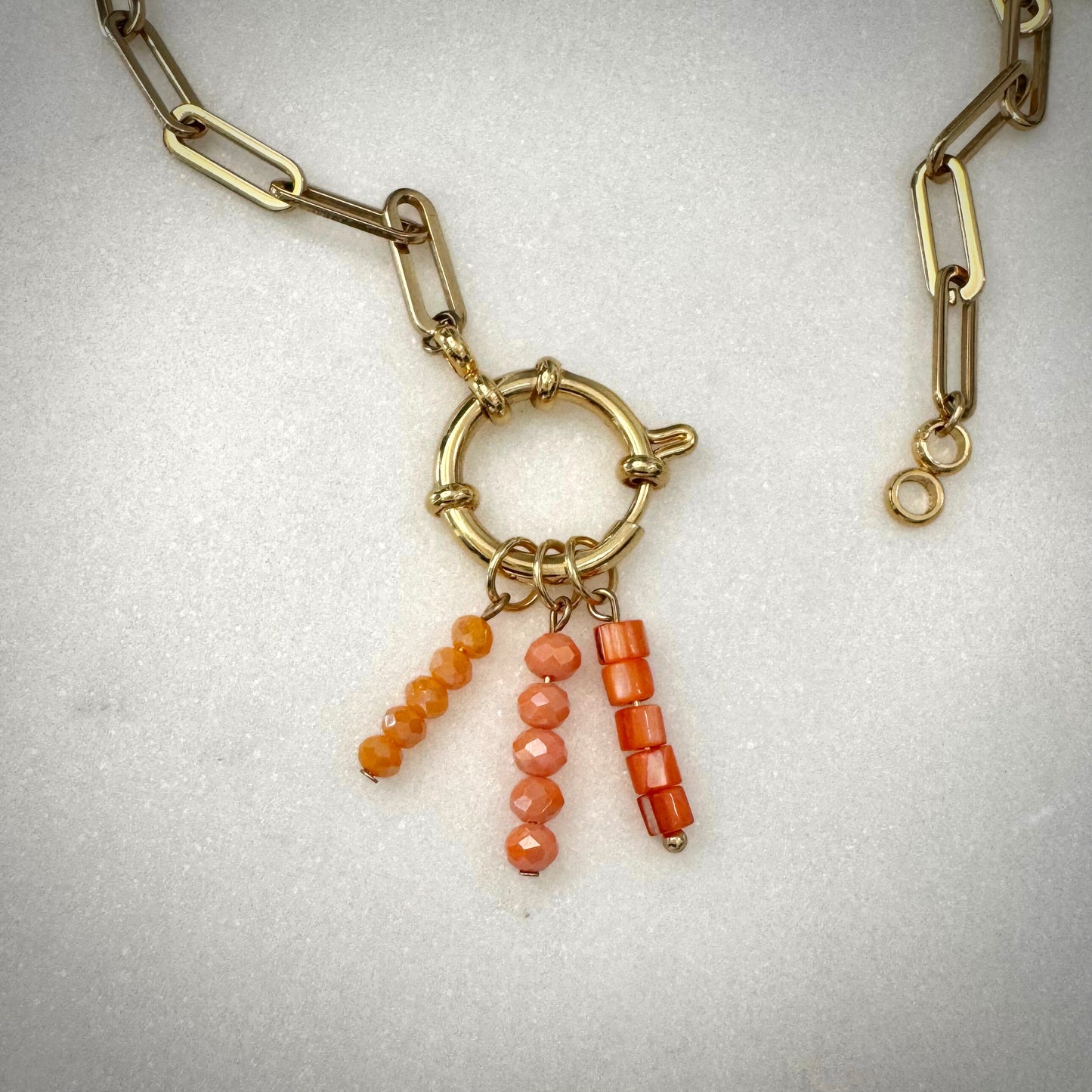 Apricot Beaded Charm - Gold