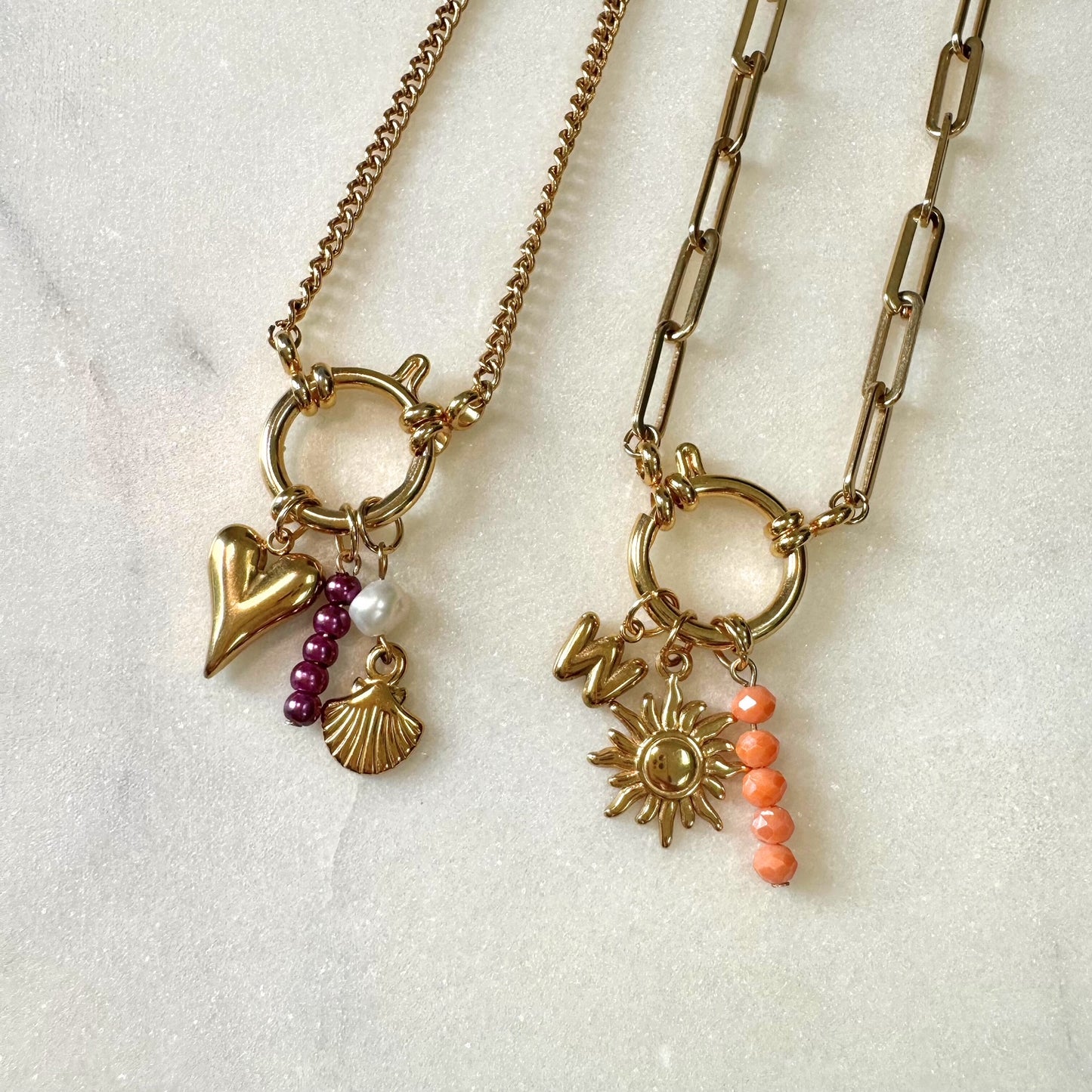 Peachy Beaded Charm - Gold