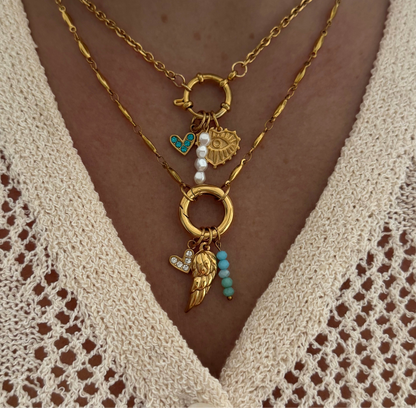 Gold Rolo Sailor Charm Necklace