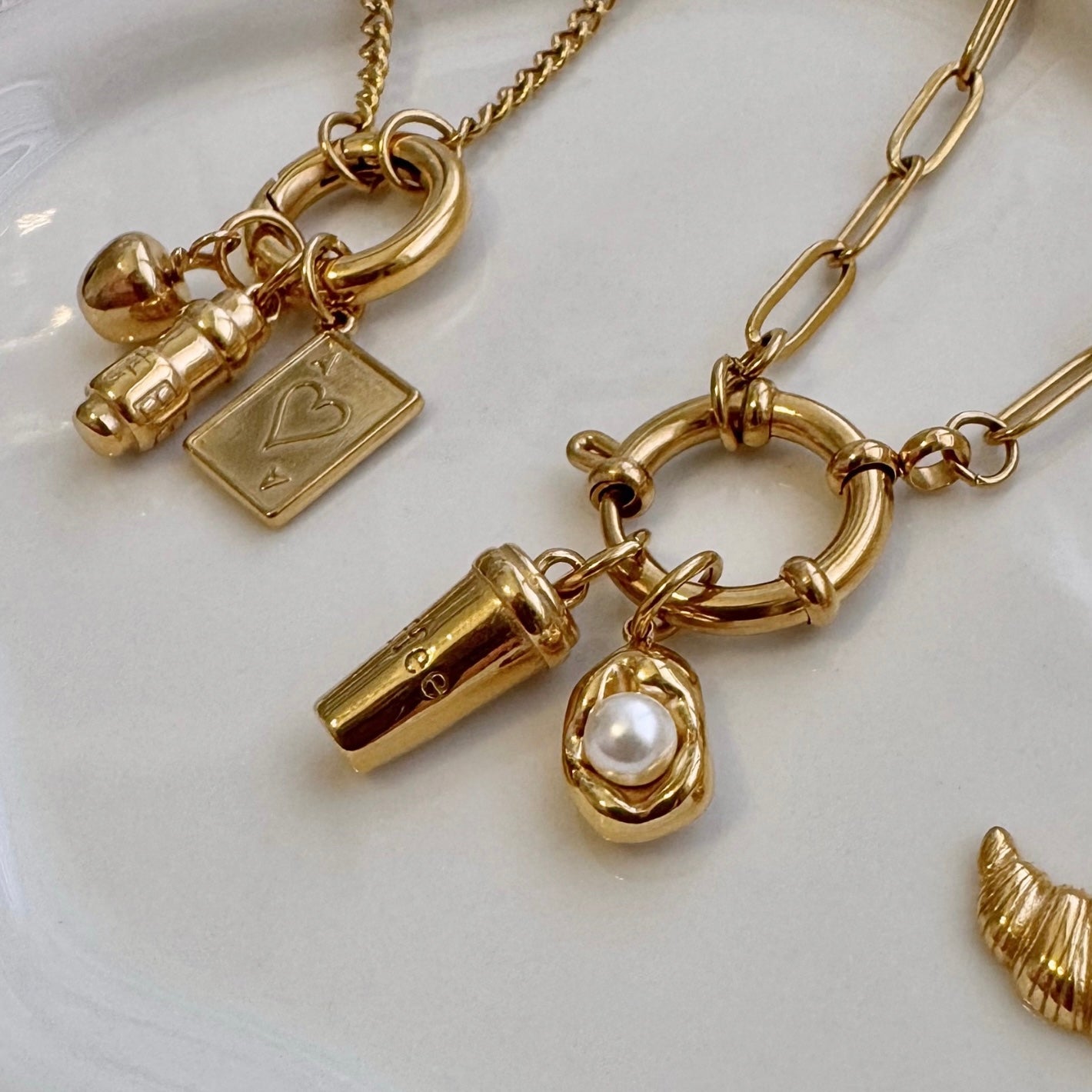 Gold Capsule Pearl Charm