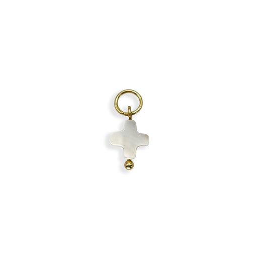 Pearl Cross Charm - Gold