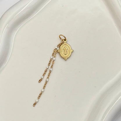 Gold Cross Tassel Charm