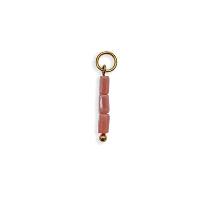 Dusty Pink Cuboid Beaded Charm - Gold