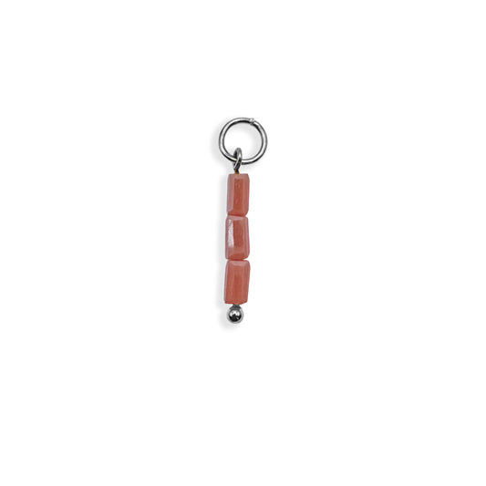 Dusty Pink Cuboid Beaded Charm - Silver