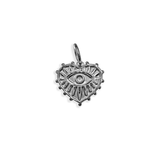 Silver Evil Eye Heart Charm