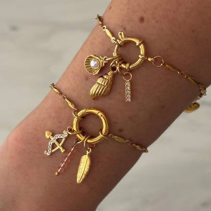 Gold Oval Link Sailor Charm Bracelet