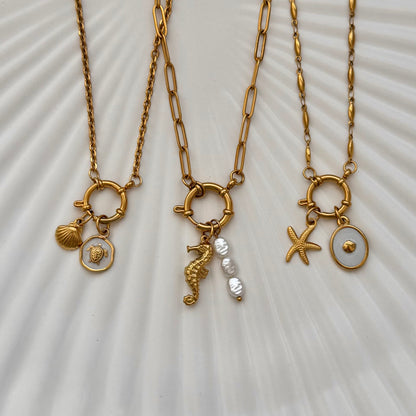 Gold Pearly Shell Disk Charm
